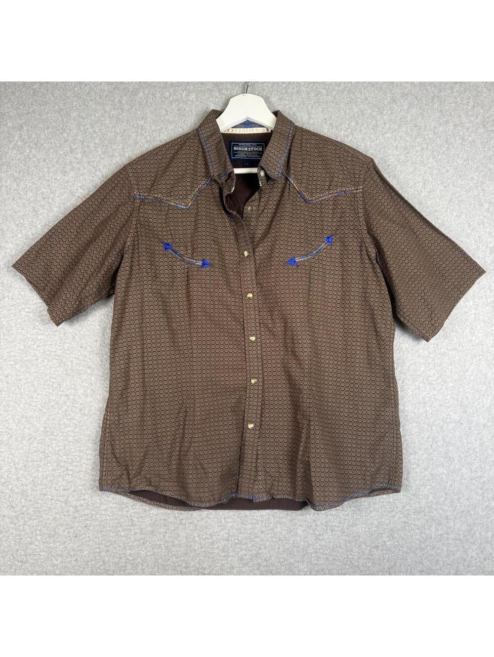 Roughstock Panhandle Slim Men's Size Large Brown Short Sleeve Button Down Shirt